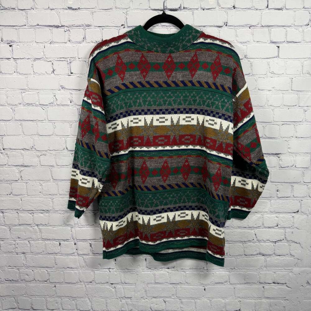 Vintage Jessica Roberts Knit Sweater Sz Med Colors USA Made 80s 90s